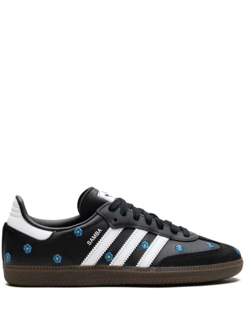 Adidas Womens Samba OG Blue Flower Print Sneakers Shoes Black/Blue Size 9